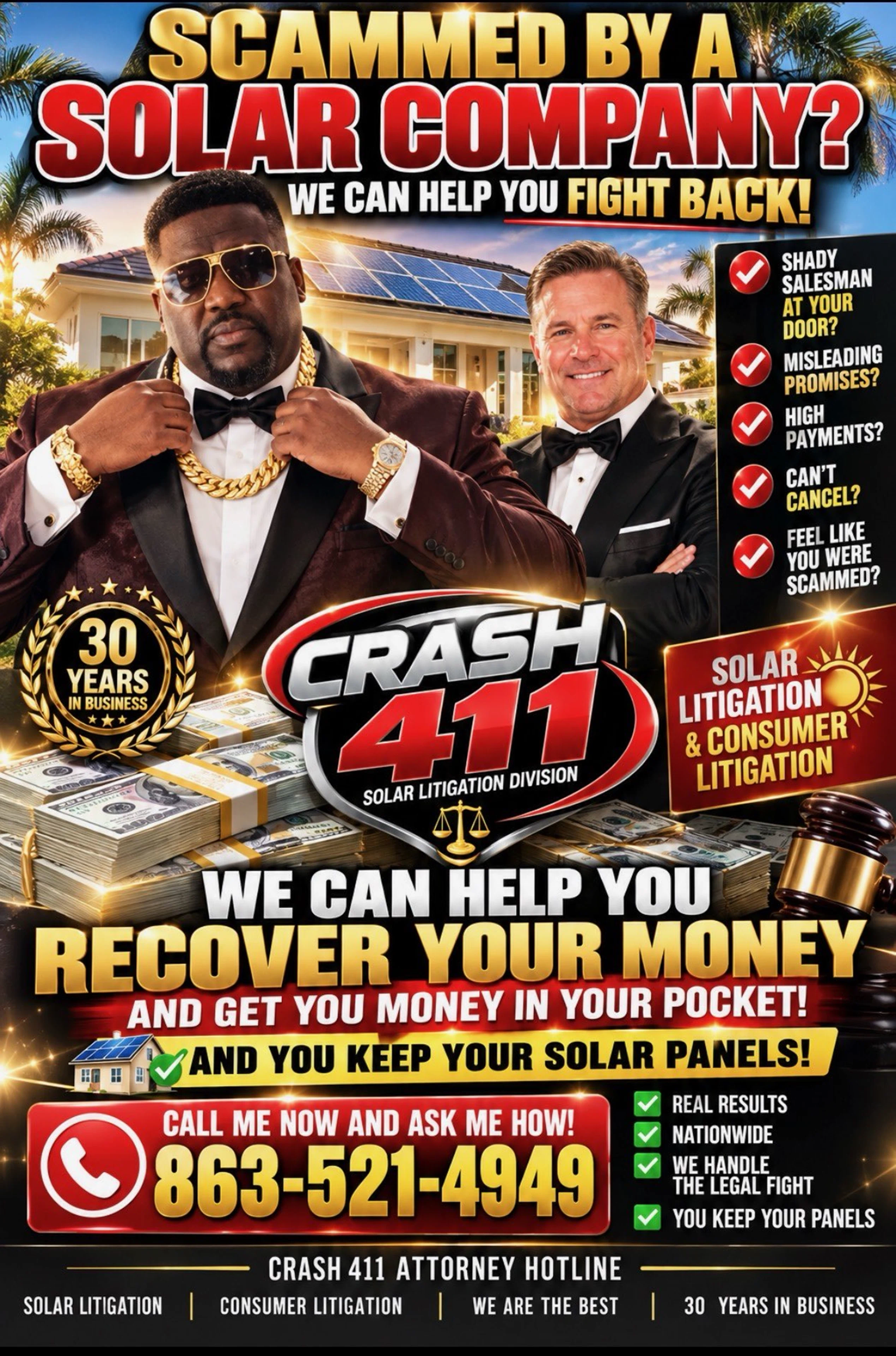Crash 411 solar legal help flyer